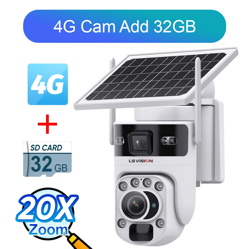 6K 4G Solar Security Camera with 20X Zoom &amp; Tracking