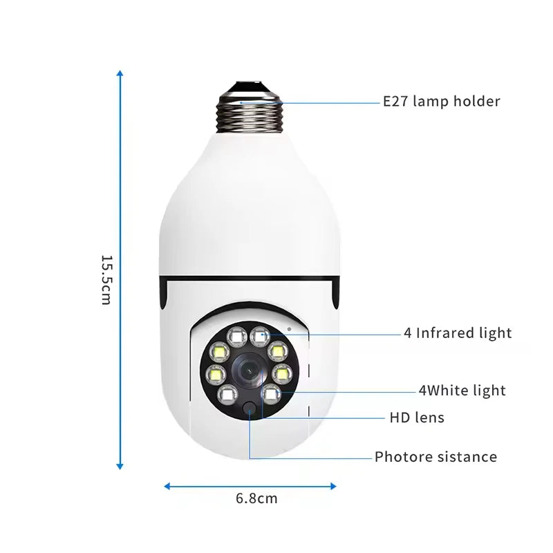 4G WiFi IP Kamera E27 Baby Monitor AI Tracking