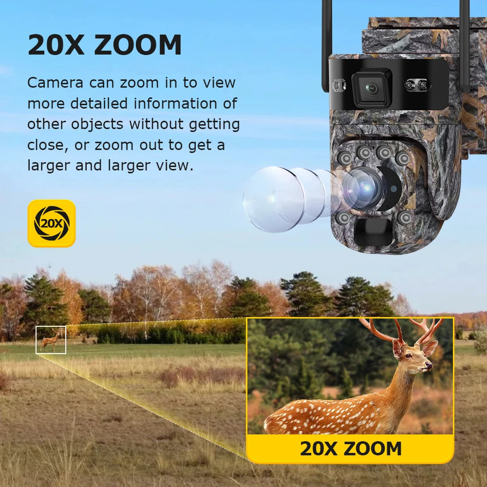6K 4G Solar Sicherheitskamera mit 20X Zoom & Tracking