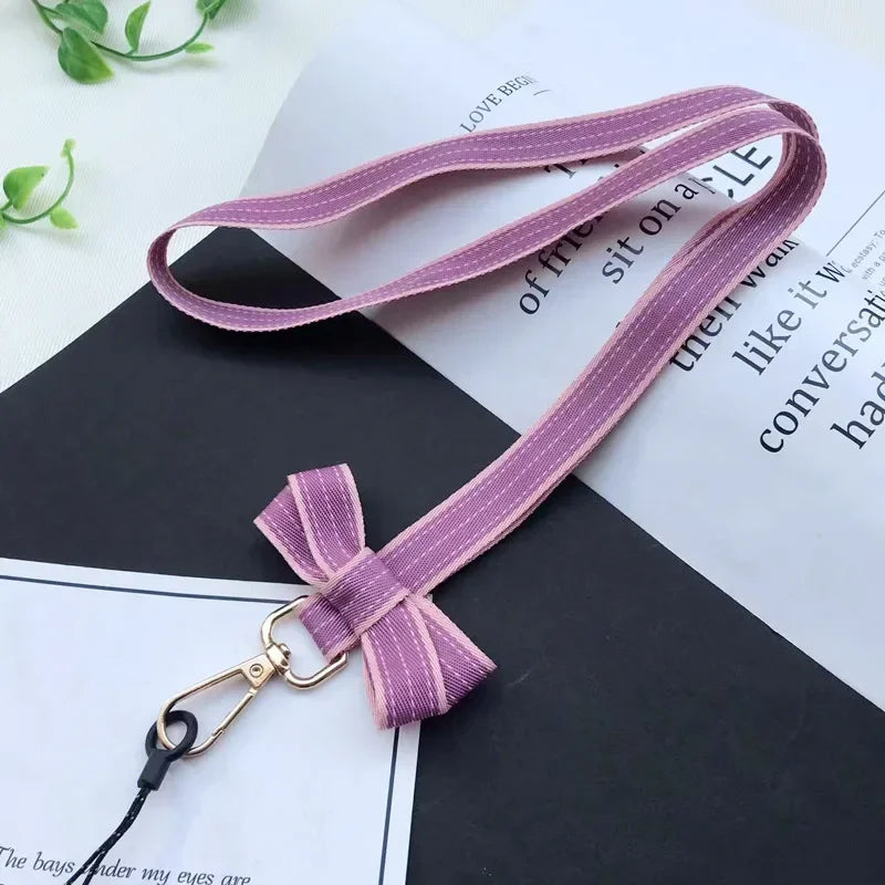 Koreanischer Chic Handy-Lanyard mit gestreiftem Bogen