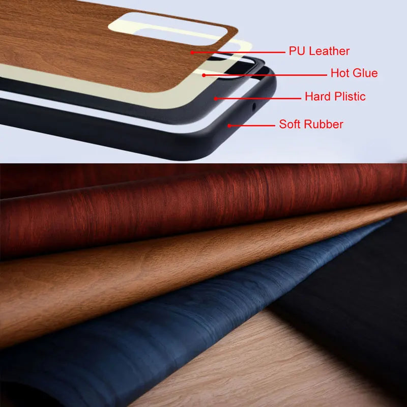 Bambus Holz PU Leder Hülle Pixel 8 Pro