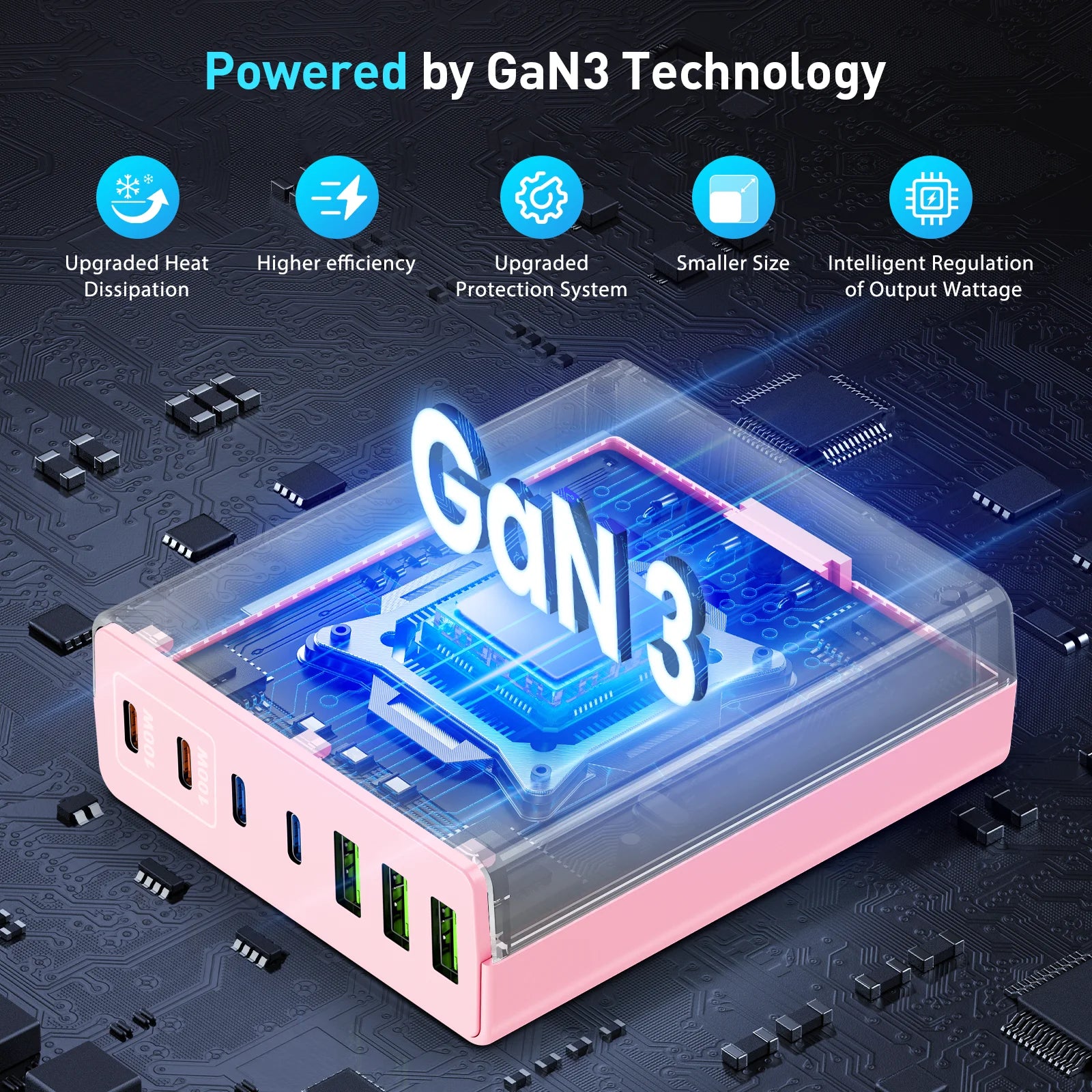 USB C Schnellladegerät 300W 7-Port Hub