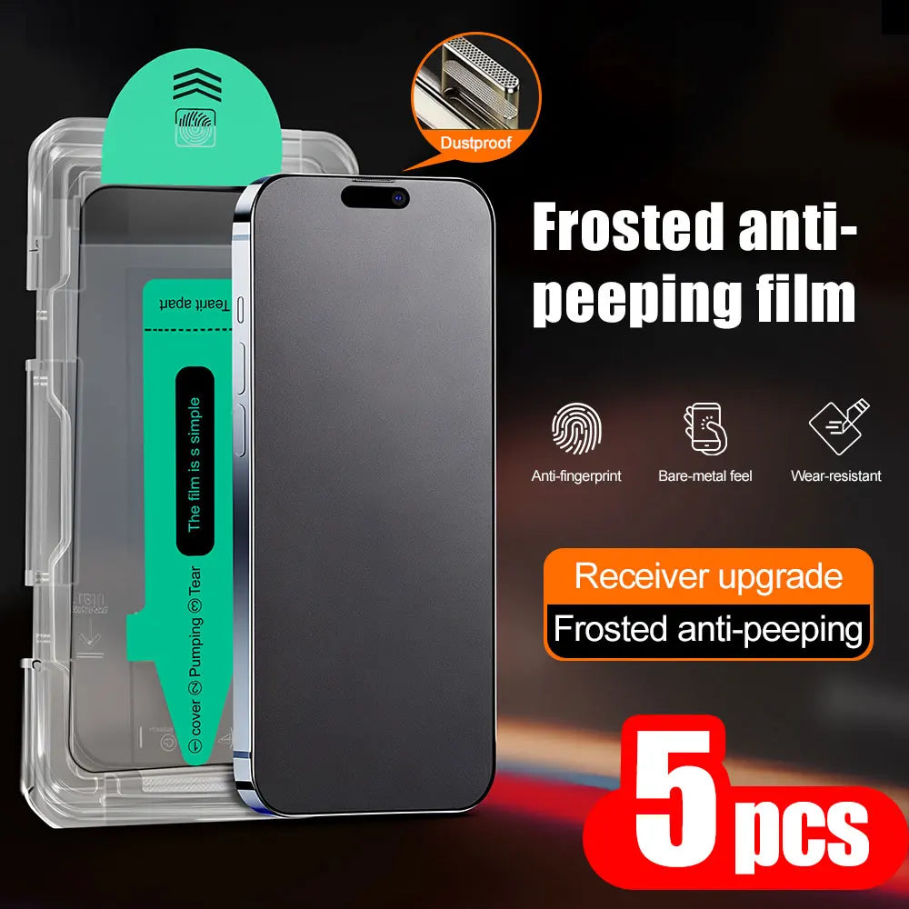 5er Set Mattes Anti-Spy Panzerglas für iPhone 17 Pro Max