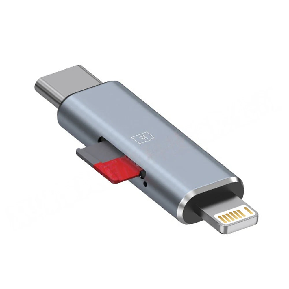 2-in-1 USB-C & Lightning Kartenleser TF