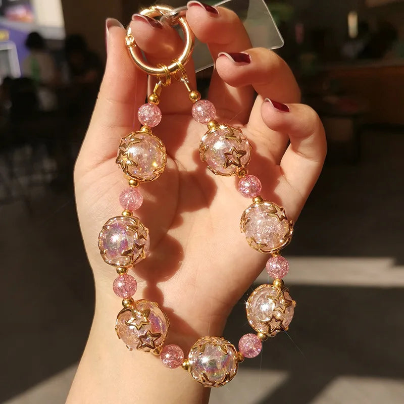 Kurzes Handgelenk Lanyard Sternen Himmel Perle Damen