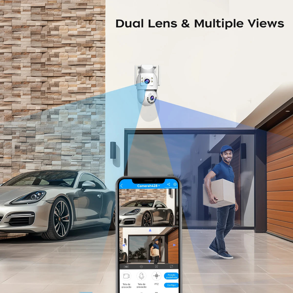 6K WLAN PTZ Kamera mit Doppelobjektiv & Zoom
