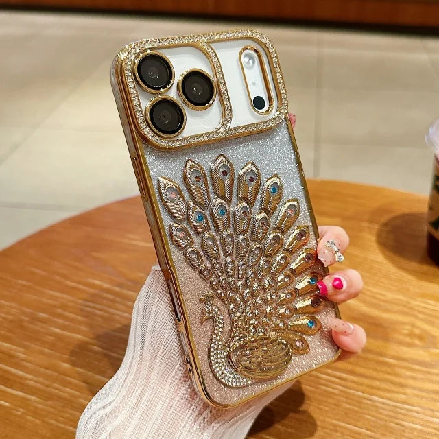 Luxus Glitzer-Pfau Hülle für iPhone 17 & mehr