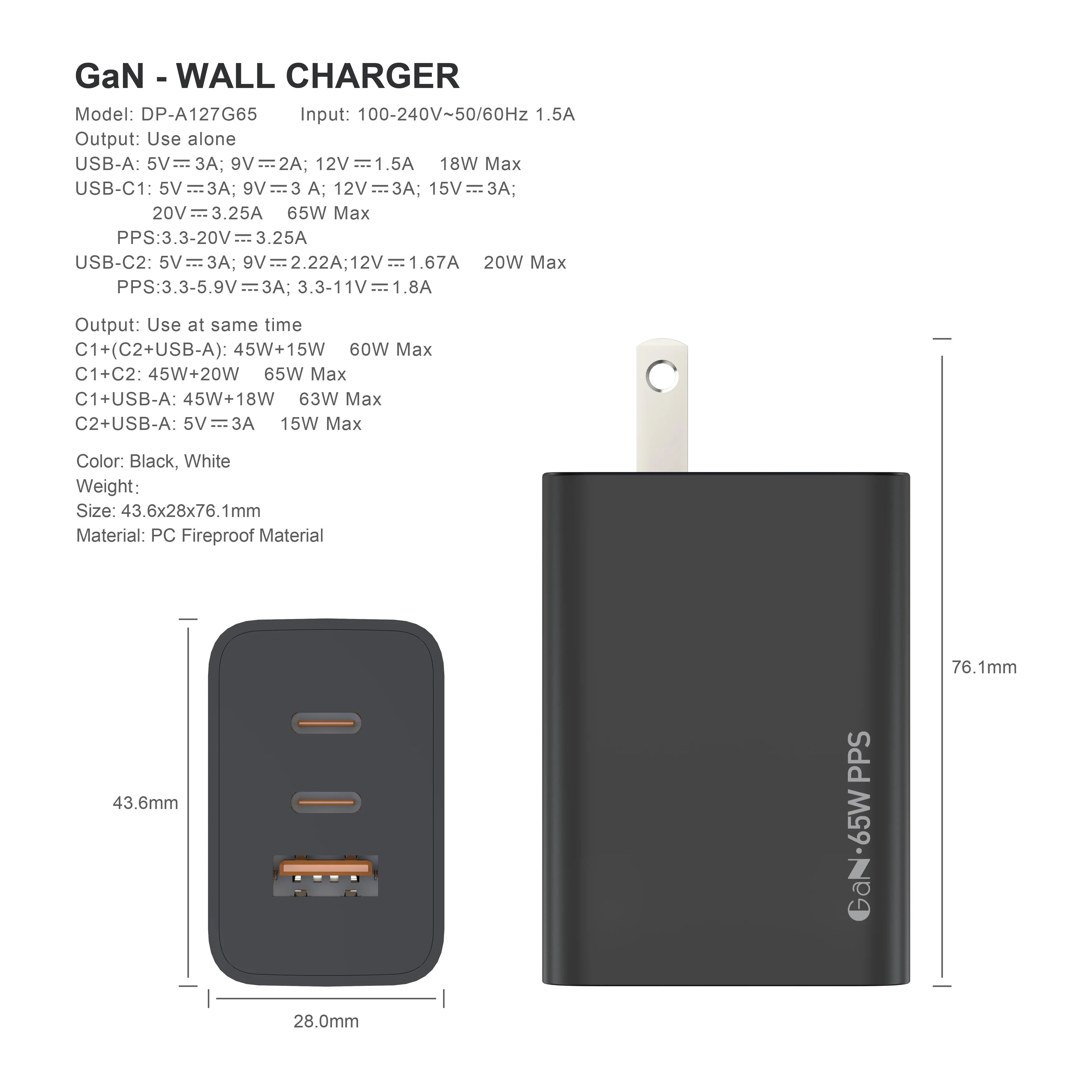iPhone 16 Ladegerät 65W USB C+A Adapter