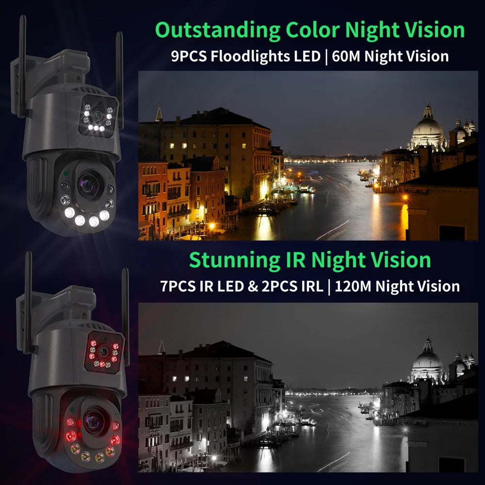 4K 8MP Dual-Lens PTZ WLAN Kamera Außen