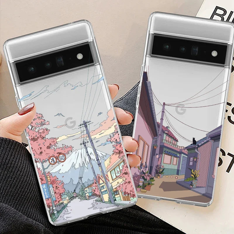 Anime Landschaft Hülle für Pixel 6–8 Pro
