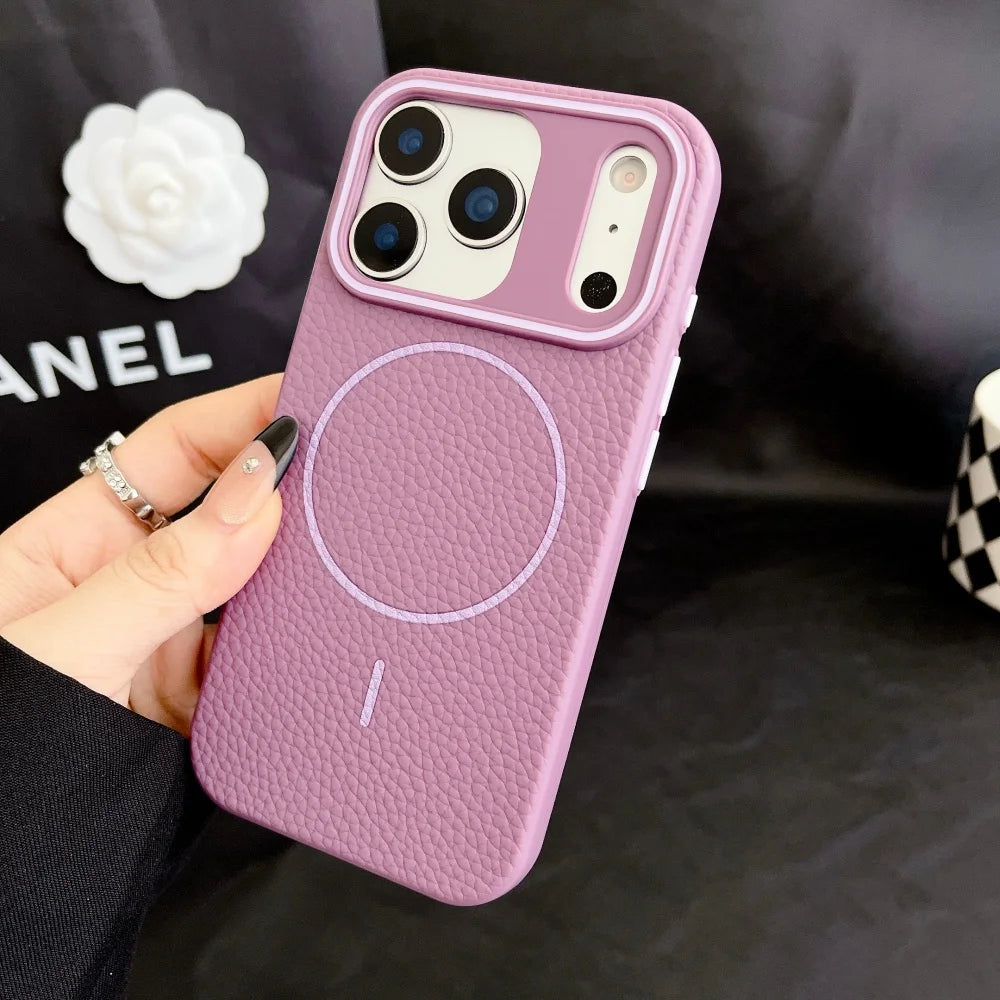 Luxus Leder Magnetische Magsafe Hülle Business TPU