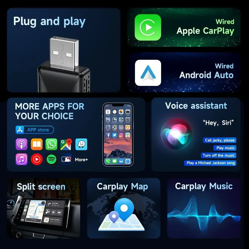 Kabelloser CarPlay Adapter 2in1 für Auto