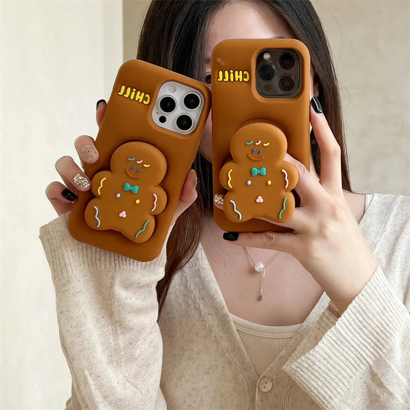 Cute 3D phone case with stand for iPhone 16
