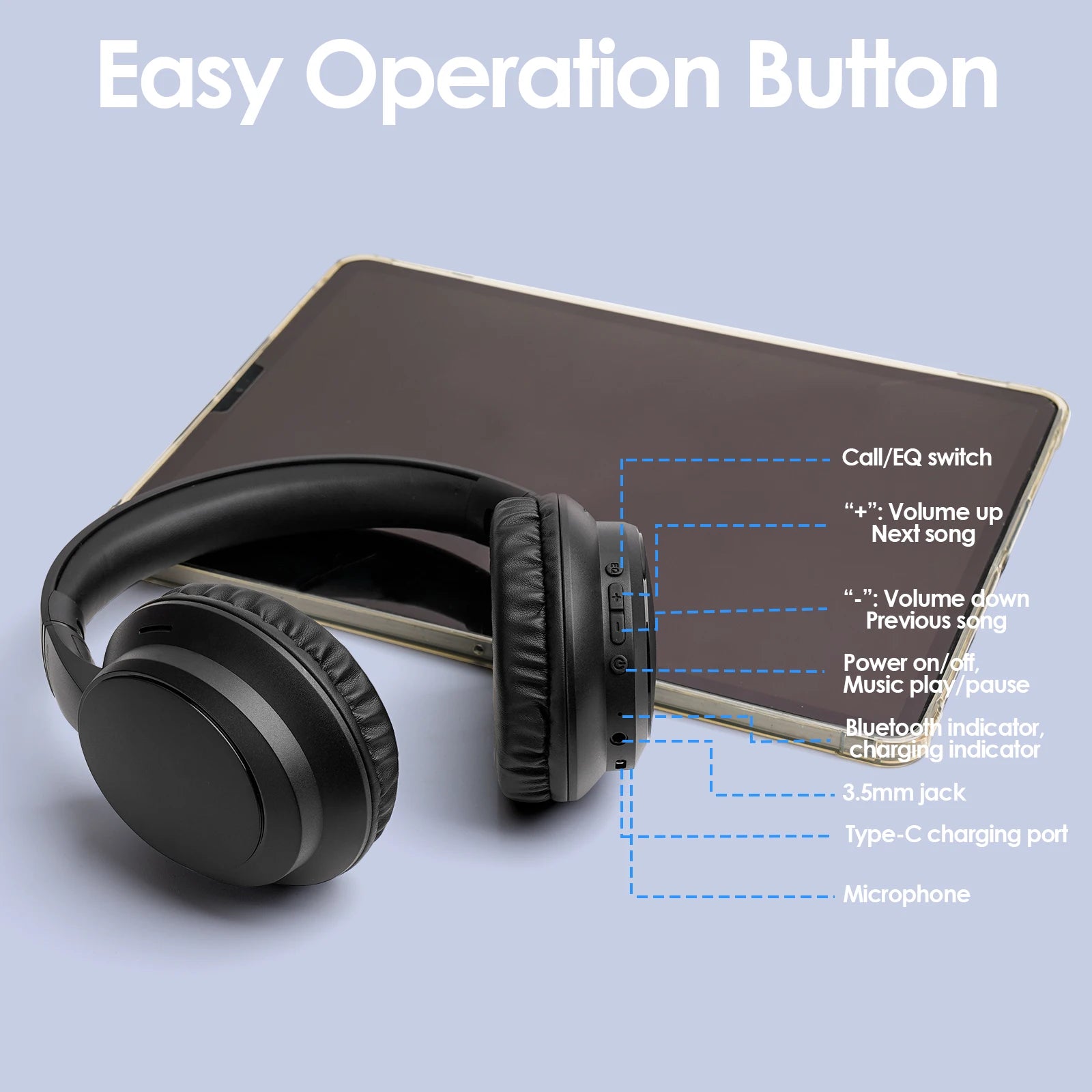 Siindoo JH-820 Faltbare Bluetooth-Kopfhörer