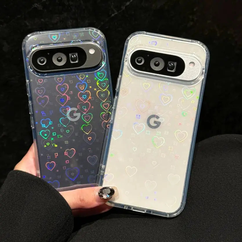 Klare Farbverlauf Herz Hülle Pixel 9 Pro