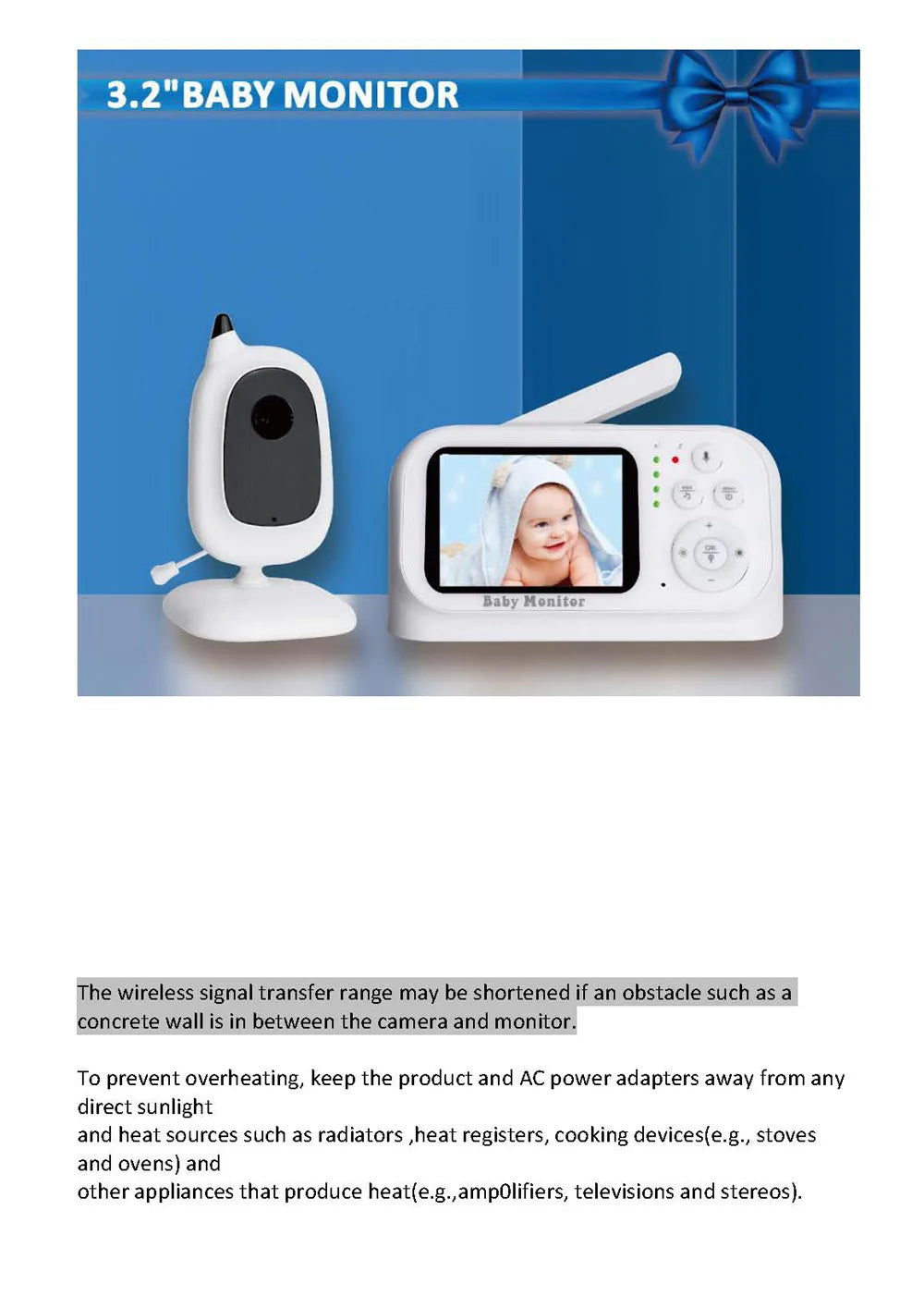 Video Babyphone 3,2" IPS mit VOX & Temperaturanzeige