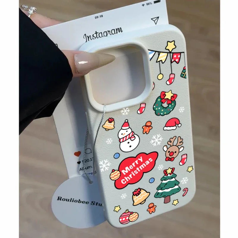 Handyhülle für Samsung S25 PU Leder Weihnachtsbaum