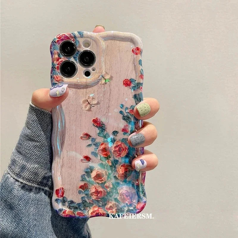 Luxuriöse Laser-Blumen-Handyhülle für iPhone