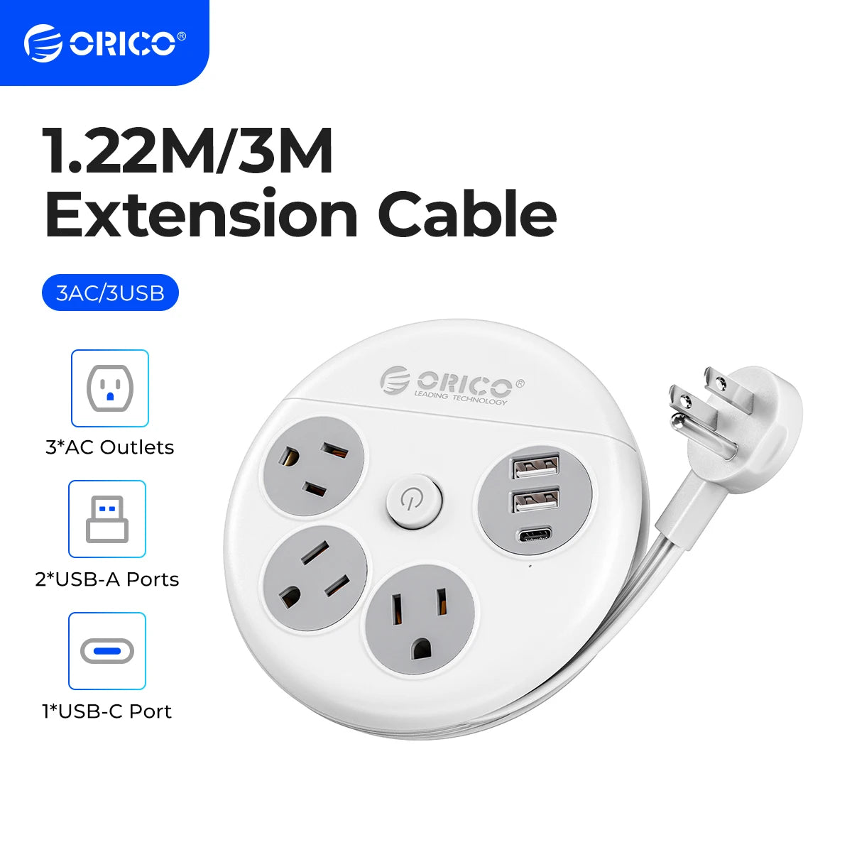 ORICO Steckdosenleiste Reiseadapter USB-C