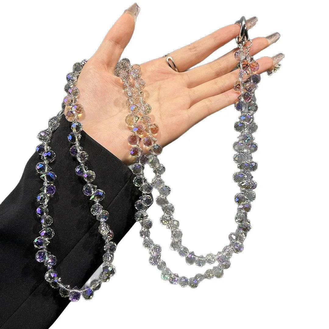 Langes Telefon-Lanyard mit Kristallperlen und Wassertropfen