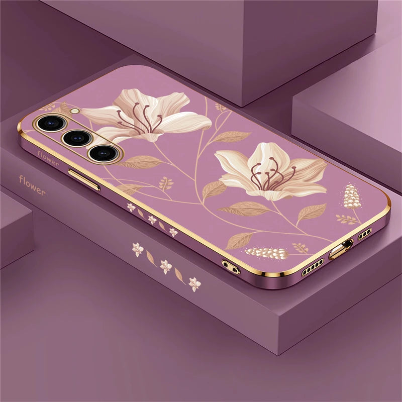 Silikon Hülle für Samsung Galaxy S24 Blumen Muster