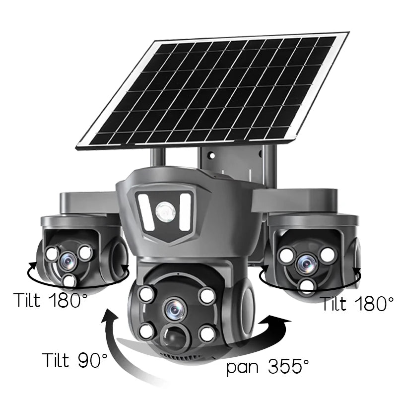 Drahtlose 12MP 4G WLAN Solarkamera mit 3 Linsen