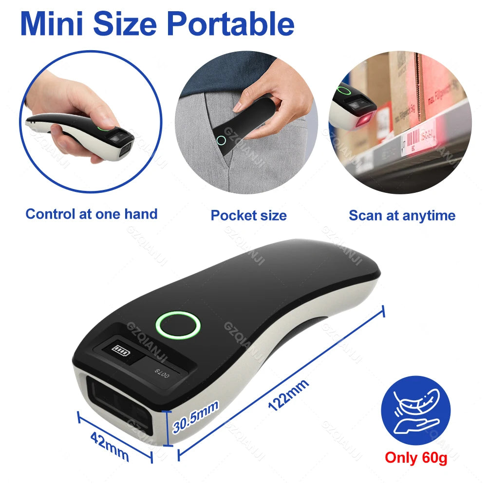 Mini 2D-Scanner USB Bluetooth kabellos tragbar