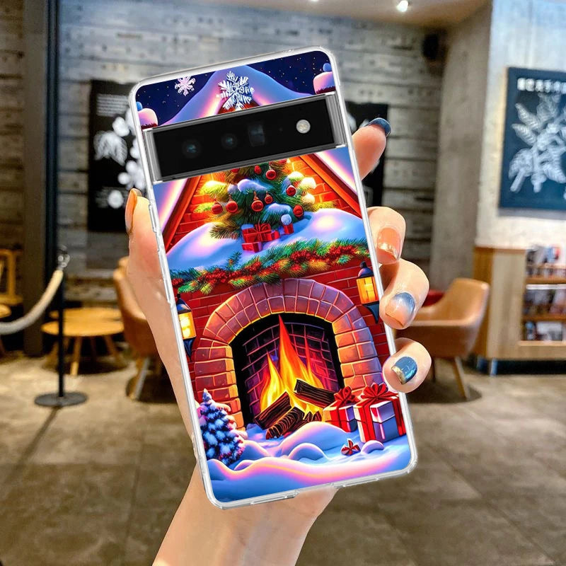 Transparente TPU Hülle mit Schneemotiv für Google Pixel 8