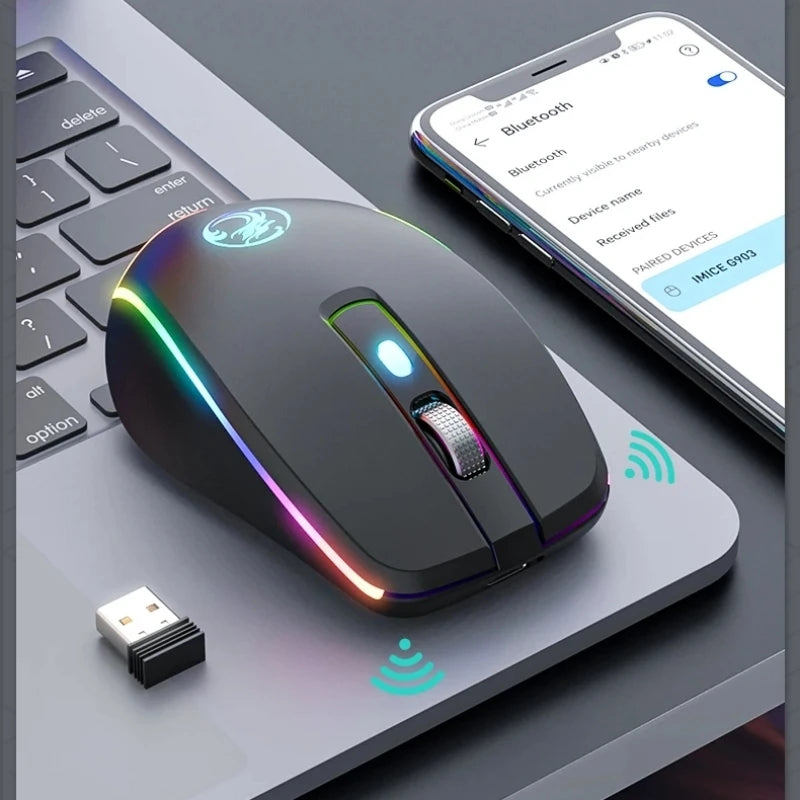 Kabellose Dual-Mode Maus RGB leise wiederaufladbar