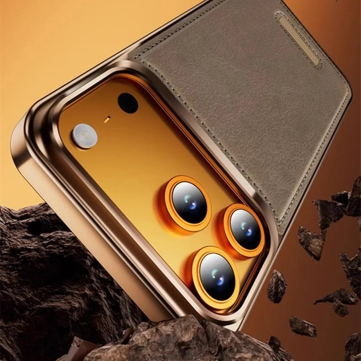 Edle Leder-Metallhülle für iPhone 17 Pro/Max