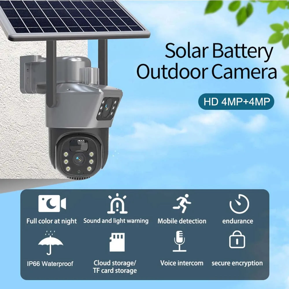 4K 8MP WLAN Solarkamera mit PTZ und Dual-Objektiv