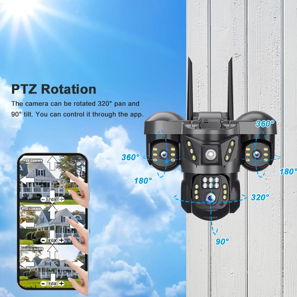 12MP 6K IP Kamera Außen mit 3 Linsen & PTZ
