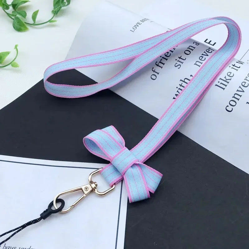 Koreanischer Chic Handy-Lanyard mit gestreiftem Bogen