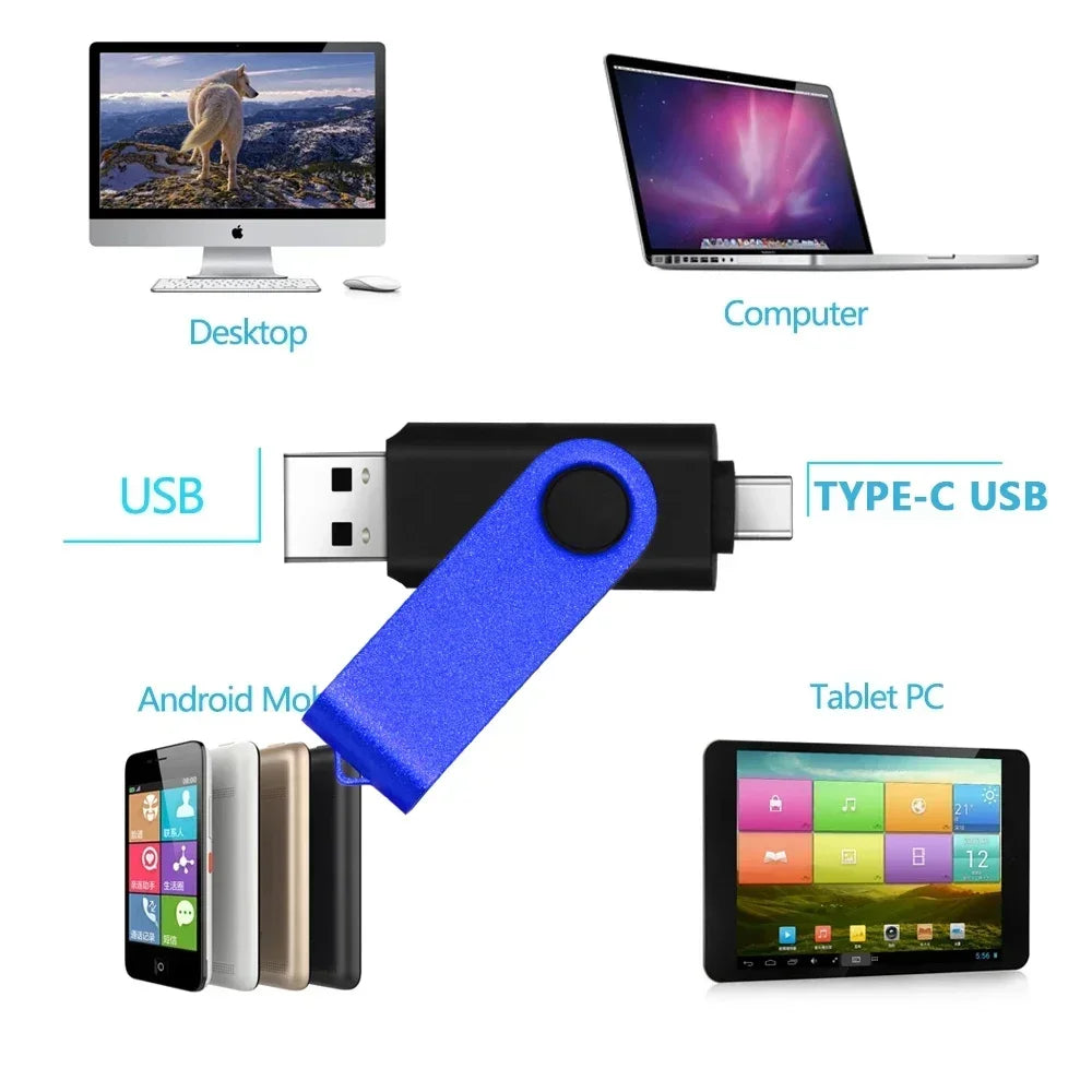 Drehbarer USB-Stick Typ-C 4–256GB 2-in-1
