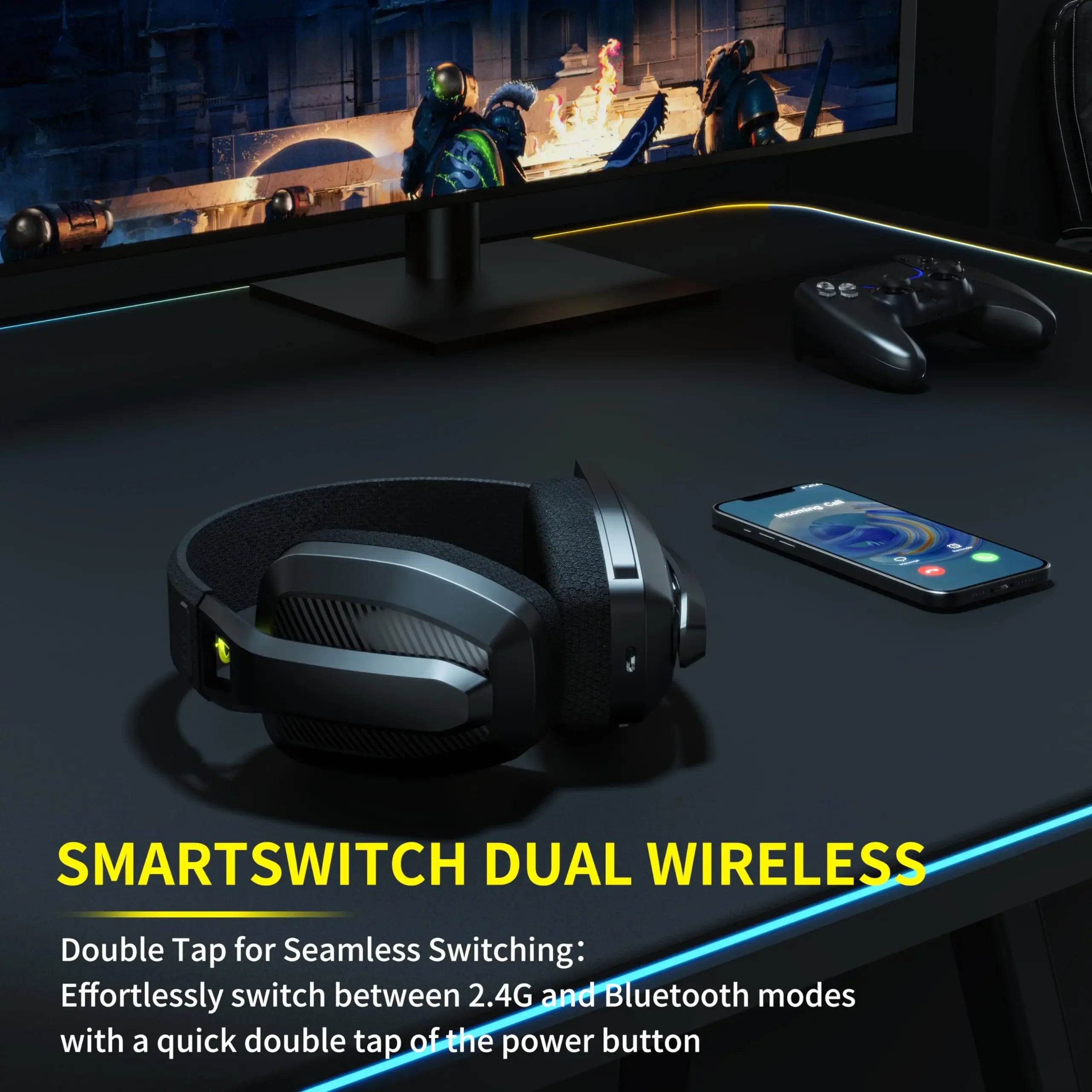 BINNUNE 2.4GHz Wireless Gaming-Headset