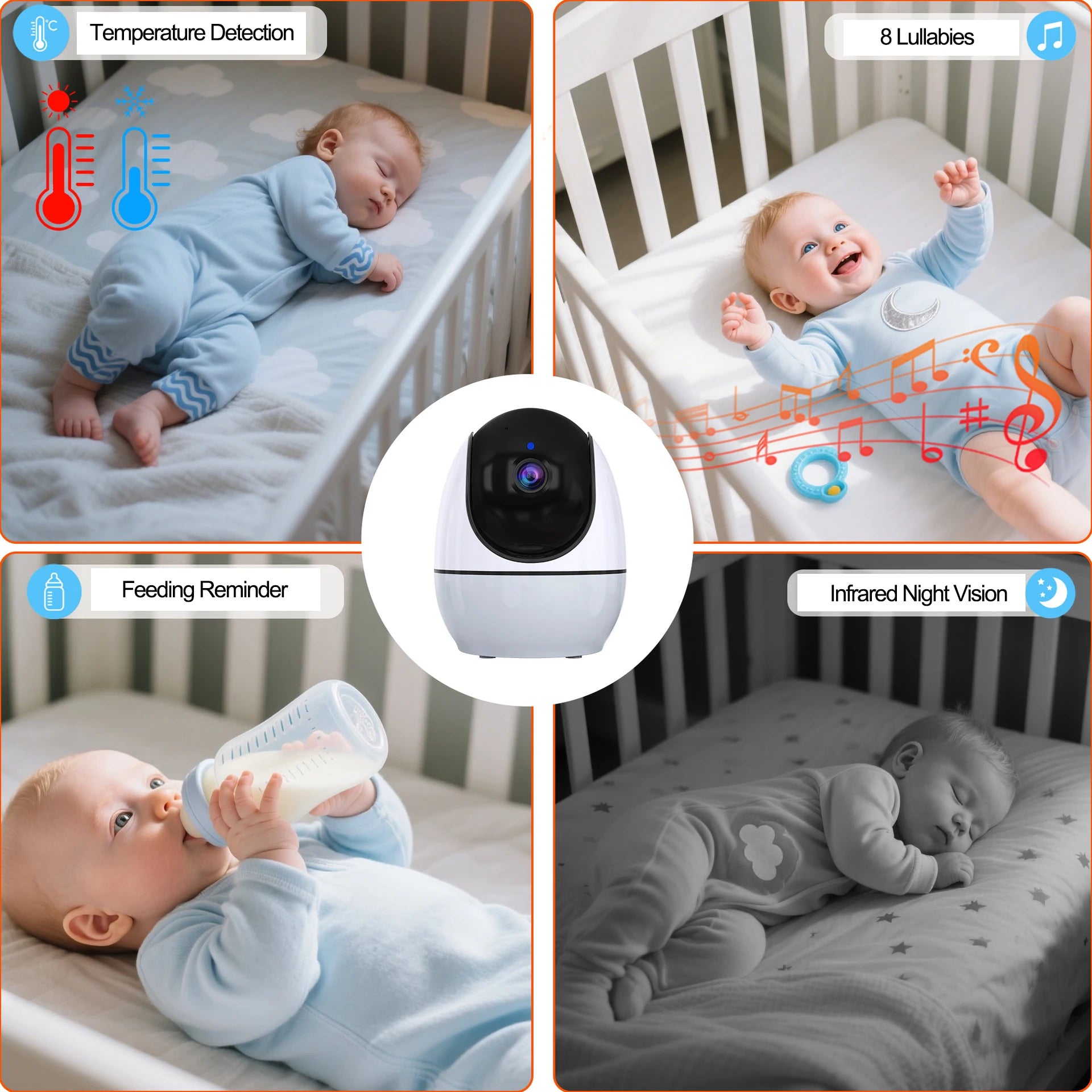 4,3-Zoll Baby Monitor mit Zoomkamera & Nachtlicht