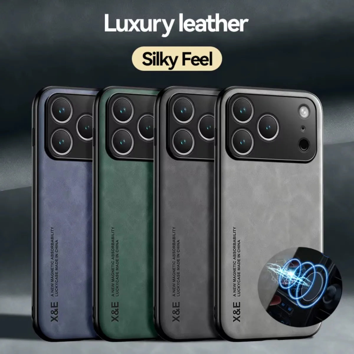 Luxus Lederhülle mit Metallplatte für iPhone 17 Serie