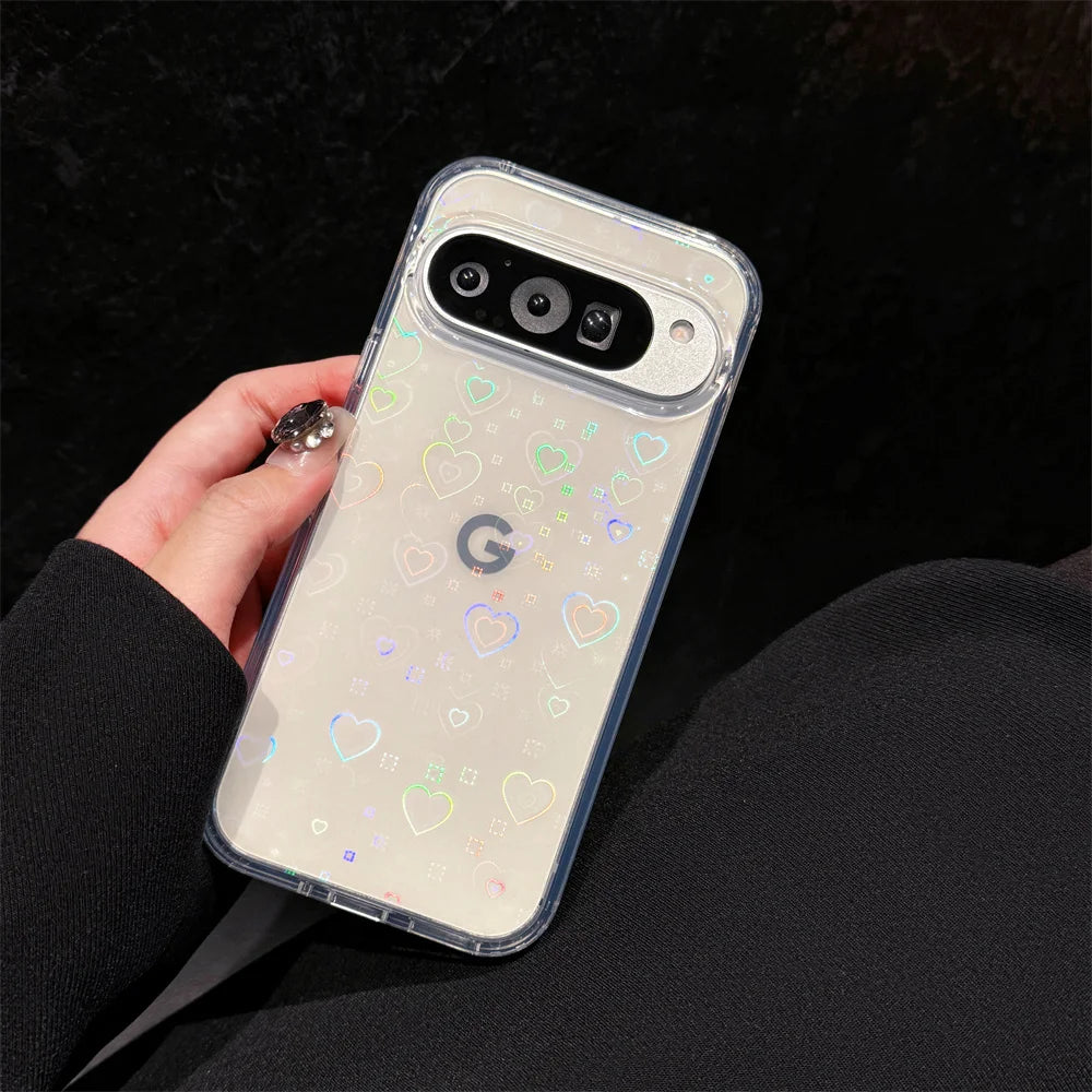 Klare Farbverlauf Herz Hülle Pixel 9 Pro
