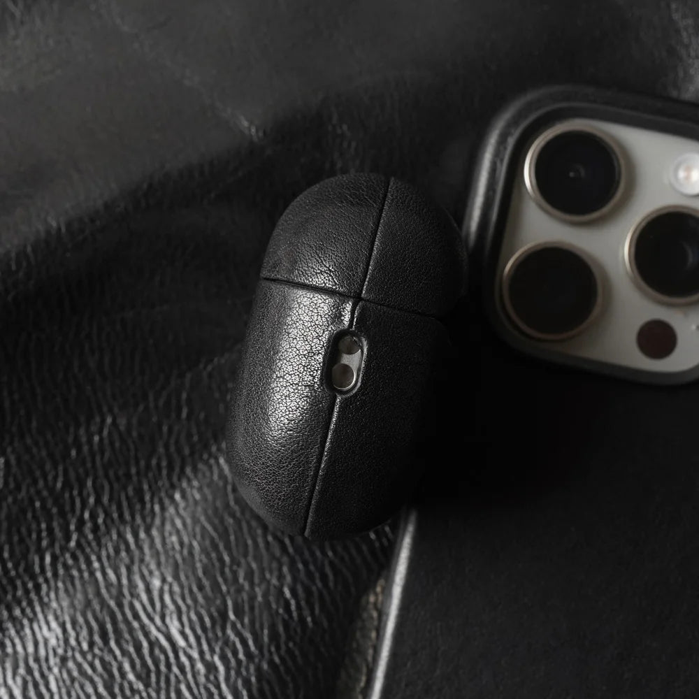 Echtleder‑Schutzhülle für AirPods Pro 3 mit Litschi‑Muster