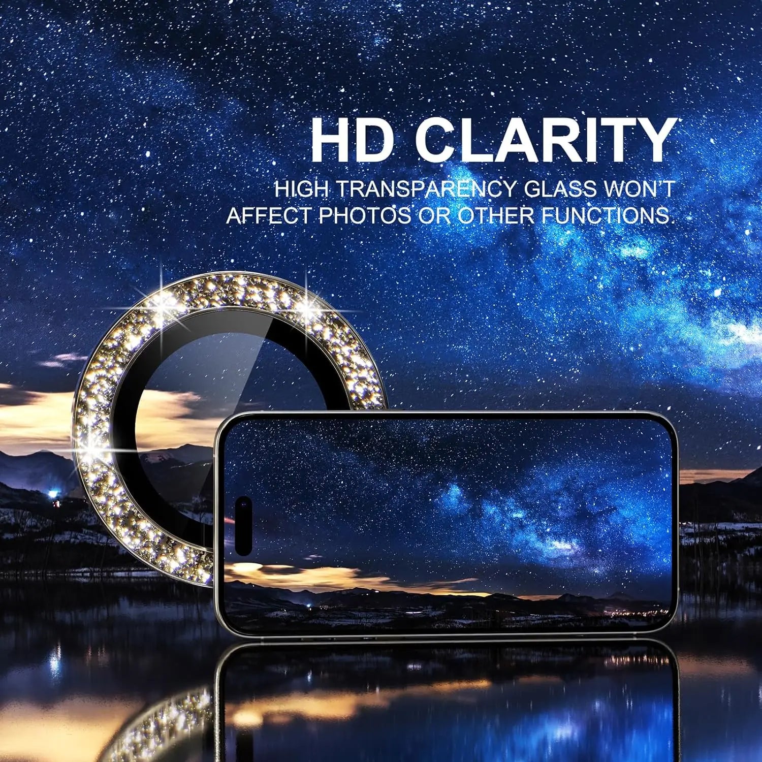 Titan Grau Glitter Schutzglas für iPhone 17