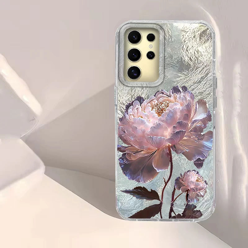 Weiße Lotus Floral Hülle für Samsung Galaxy S25