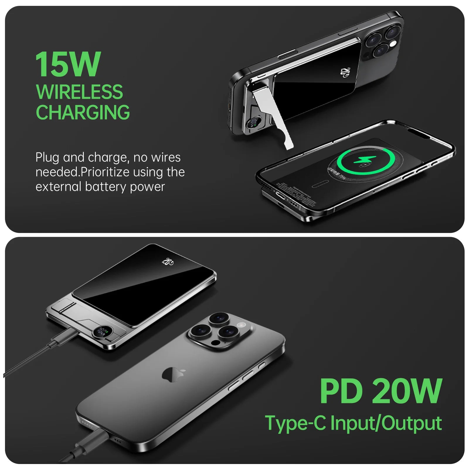 Powerbank PD20W kabellos mit Halter