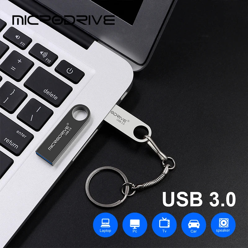 Metall USB 3.0 Stick 128–512GB Pendrive