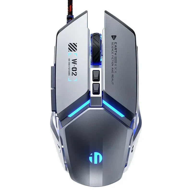 W2 USB Kabelgebundene Gaming Maus Metall Stil