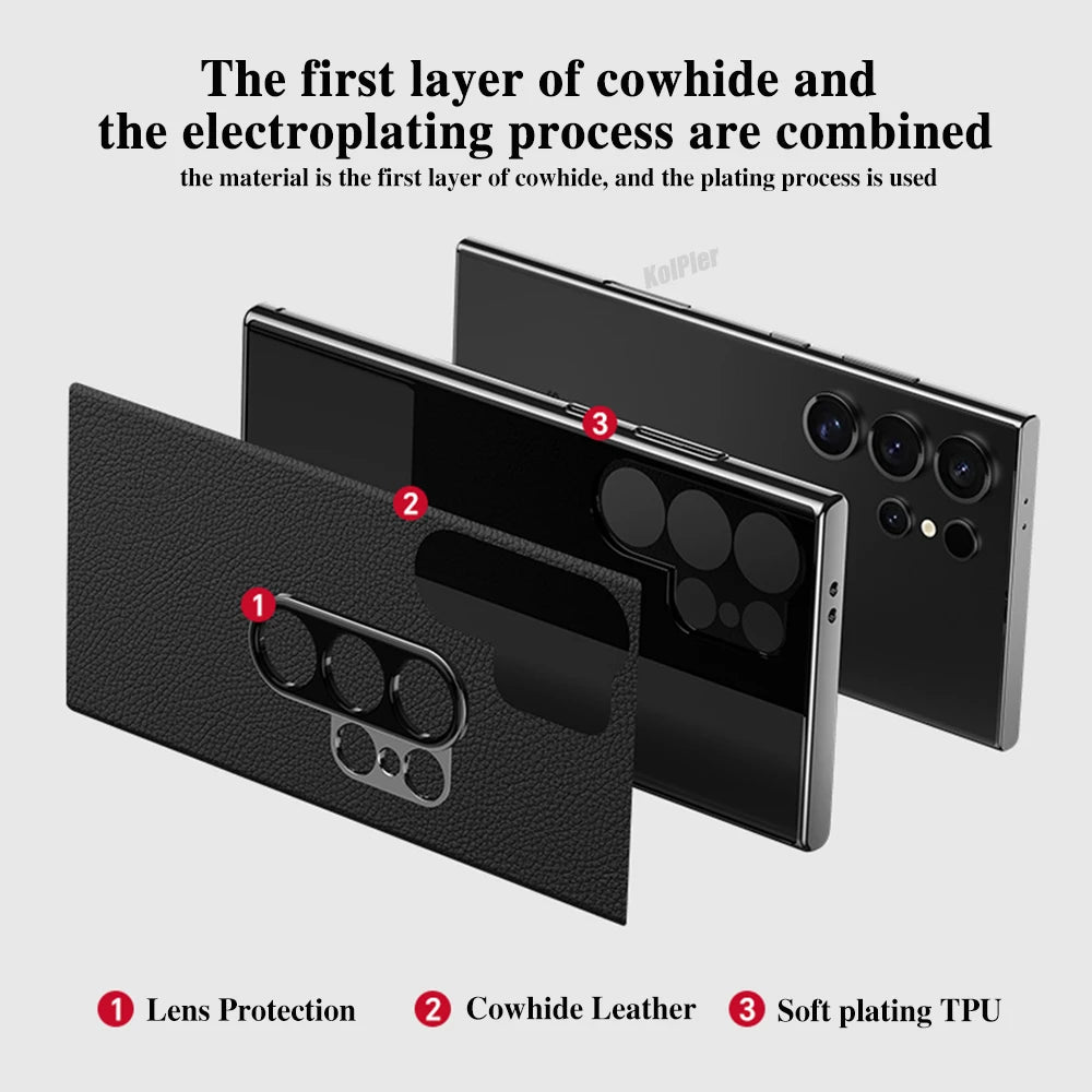 Luxuriöse Lederhülle für Samsung S25 Ultra Plus