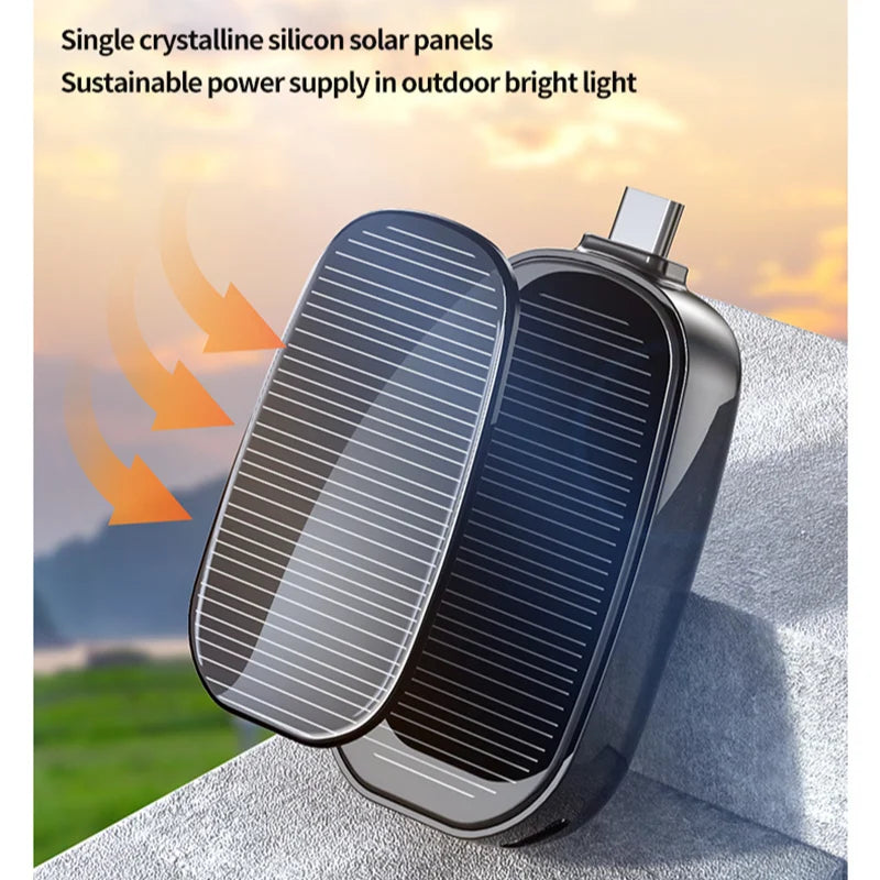 Solar Mini Power Bank 1200mAh Portable Keychain