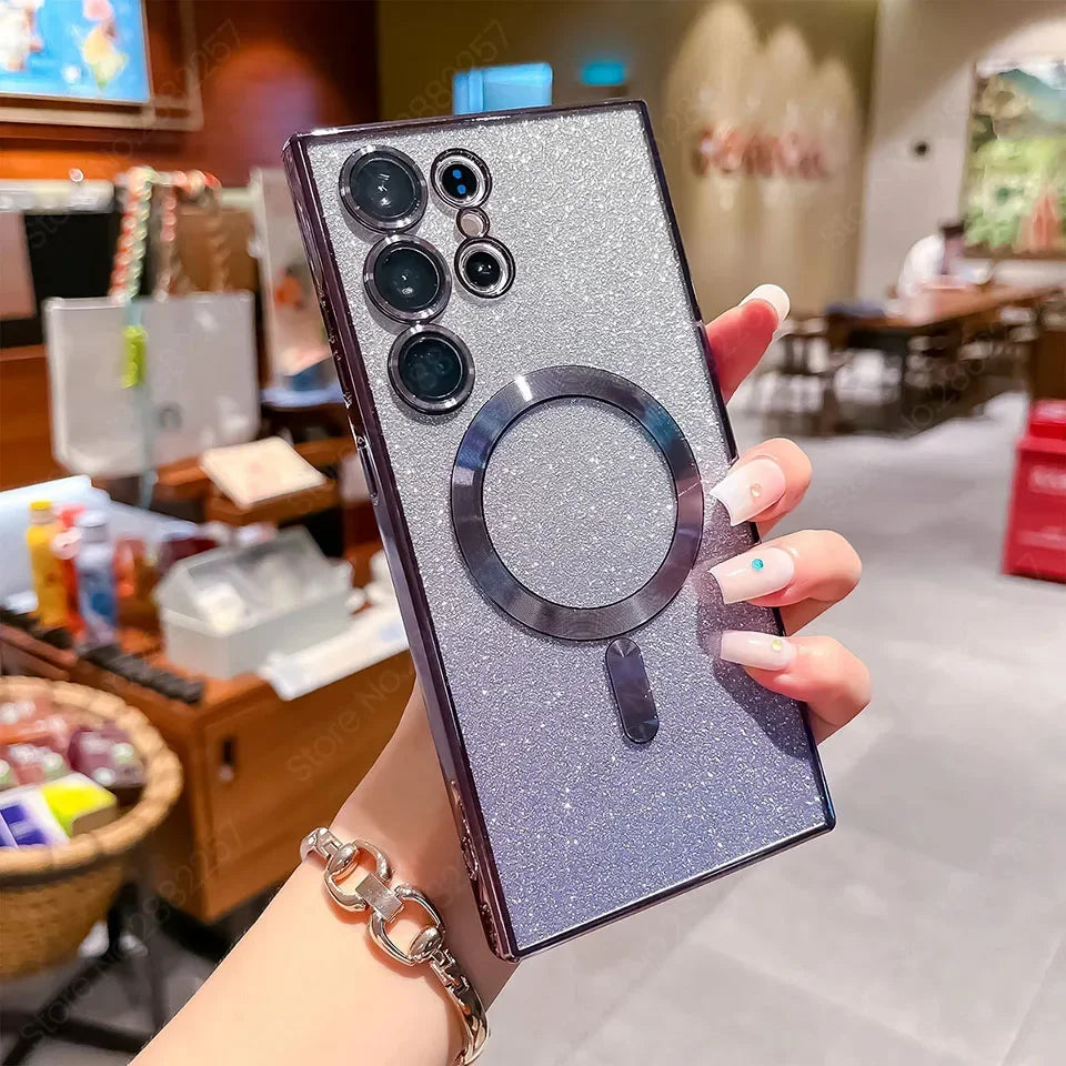 Glitzer Luxus Magnethülle für Samsung Galaxy S25