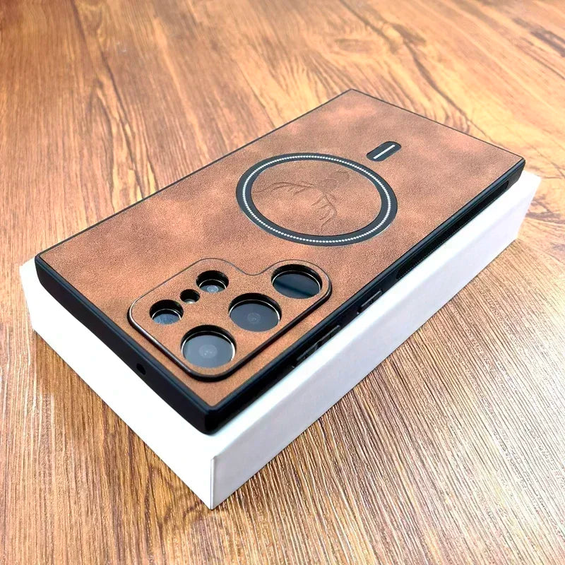 Vintage PU Lederhülle mit MagSafe