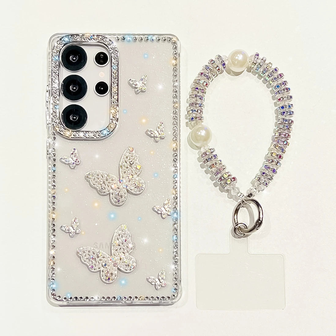 Luxus Stern Glitzer Schmetterling Hülle für Samsung S25