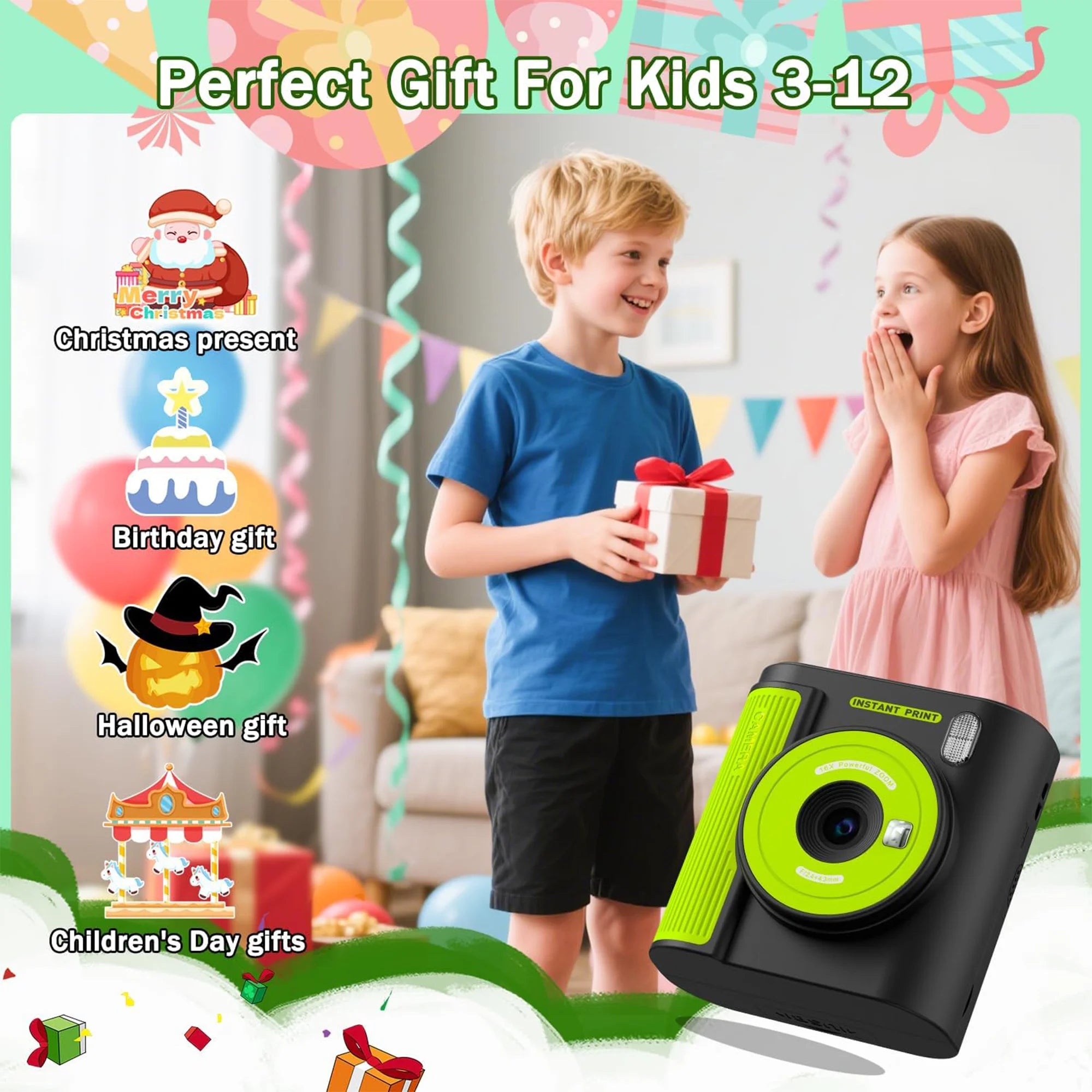 Kinder-Druckkamera 1080P HD mit Druckpapier & 32 GB